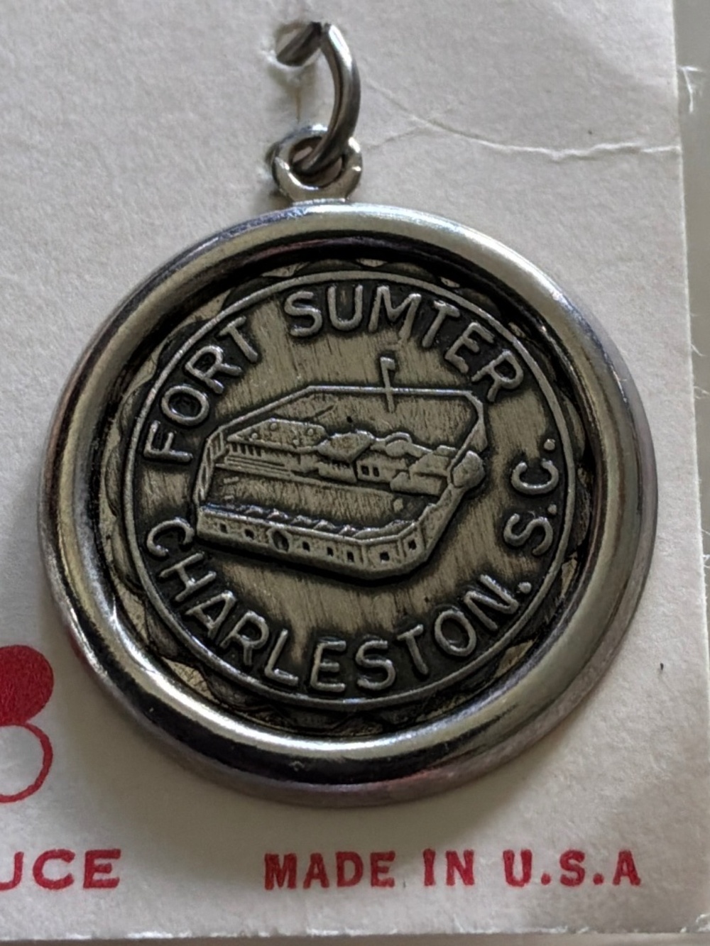 Vintage Bruce Fort Sumter Charleston SC Coin Charm Pendant - NIP Made in USA